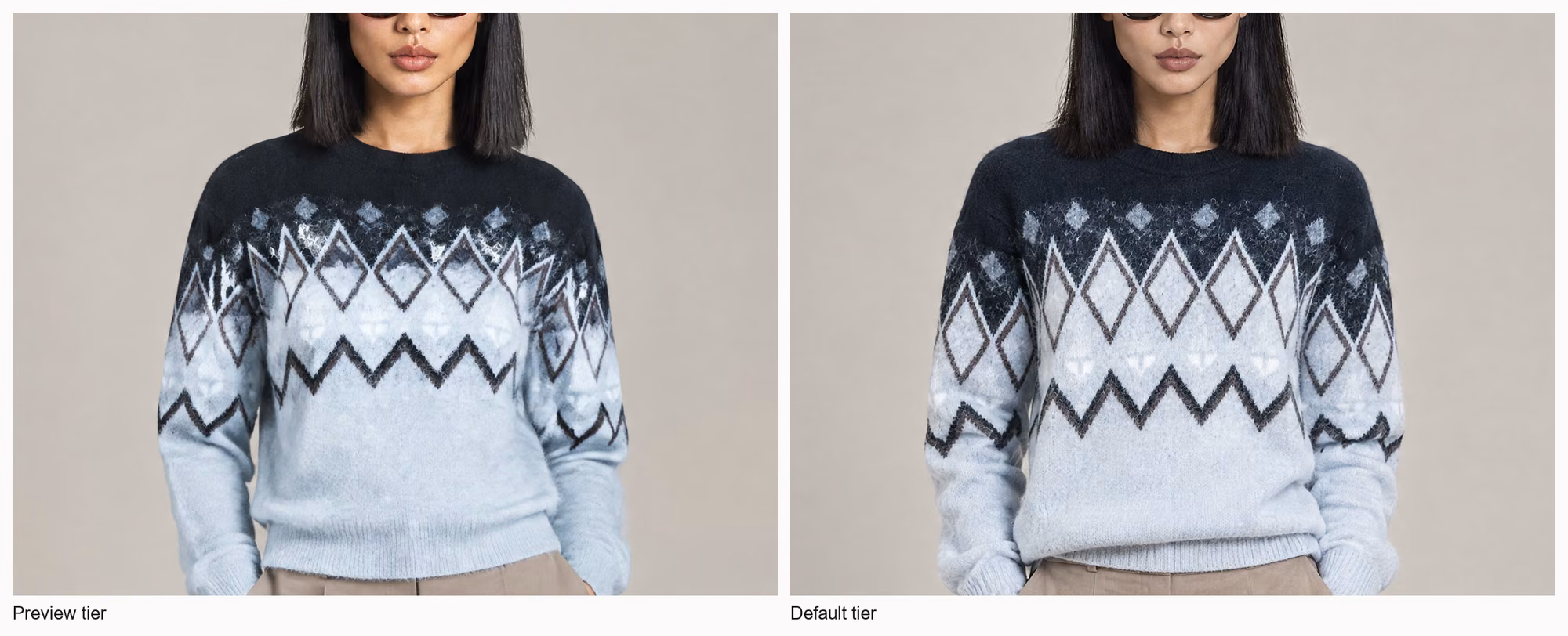 Preview and default quality on the fair-isle pullover